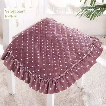 European-Style Lace Fabric Table and Chair Machine Washable Mat Velvet point purple General 43*45cm