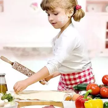 European Style Retro Wooden Rolling Pin Printing Engraving Rolling Embossing Cookie Rolling Flavor Cookie Stick