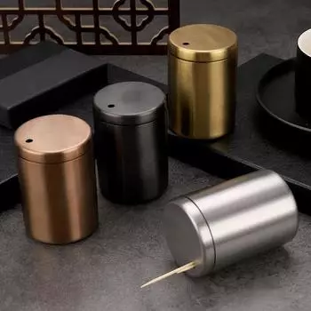 European Style Toothpick DispenserThicken Stainless Steel Toothpick Box Portable Desktop Toothpick Container