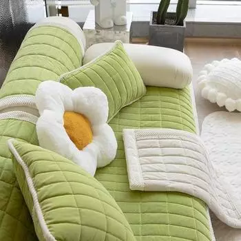 European Super Soft Plush Sofa Towel Cover Solid Color Thicken Quilted Sofa Cover Non-slip Couch Cover for Living Room Decor Customize Contact Us