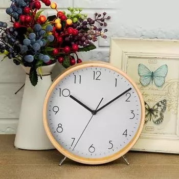 European Wooden Analog Desktops Clock Decorative Clock Easy Reads Quiet Tabletop Clock Battery Operated for Bedroom Home X3UC серебряный серый