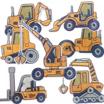 EUSTACE Patch Excavator Car Applique Heavy Equipment Patch Boys Embroidery Patch Repair Patch Clothing Hat Jeans Backpack DIY Accessories Set of 7
