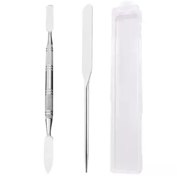 EUSTACE шпатель для макияжа из нержавеющей стали, набор из 2 предметов, косметические инструменты, шпатель для макияжа, консилер, тональный крем, тени для век, металлический шпатель для макияжа