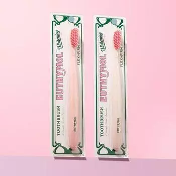 EUTHYMOL Зубная щетка отбеливающая 1 шт. (Розовый/Белый) Yusi Mall Whitening Toothbrush 1pc 5,400 won