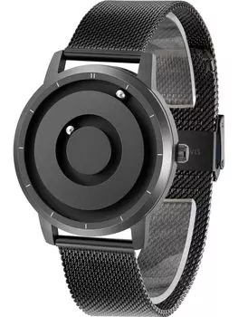 [EUTOUR] Магнитные часы с шарикоподшипником, мужские кварцевые часы, минимализм, повседневные водонепроницаемые, 40 мм, черный циферблат, черный ремешок из нержавеющей стали, сетчатый ремень