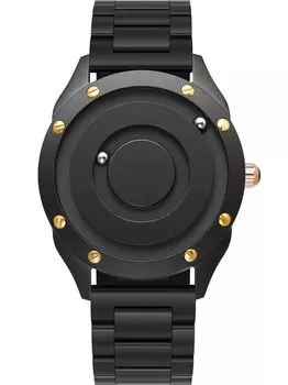 [EUTOUR] Парные магнитные часы с шарикоподшипником, мужские кварцевые часы, минимализм, повседневные, водонепроницаемые, 40 мм, черный золотой циферблат, черная нержавеющая сталь