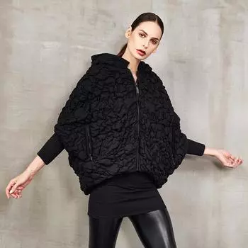 Eva freedom зимнее новое пальто, европейская и американская мода короткая куртка-пуховик с рукавом «летучая мышь» женская S чёрный