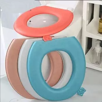 EVA Handheld Lift Toilet Seat Cover Thickened Four Seasons Universal Toilet Seat Cushion Paste Type Toilet Cushion Accessories 1pcs синий