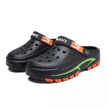 EVA hole shoes men s garden shoes trendy outer wear men s bag head slippers casual fashion beach sandals 39 чёрный