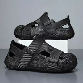 EVA hole shoes men s summer wear stepping on shit feeling non-slip soft sole operating room beach driving bag head sandals 36 чёрный