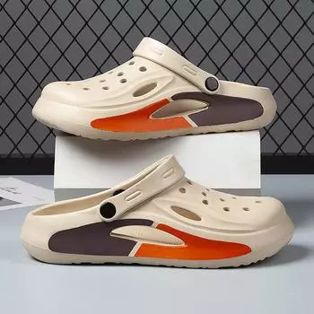 EVA hole shoes summer breathable outside wear stepping on shit feeling sports sandals men s platform driving beach slippers 36 чёрный