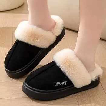 eva imitation suede fluffy winter warm home slippers women s thickened indoor and outdoor men s and women s cotton slippers 36-37