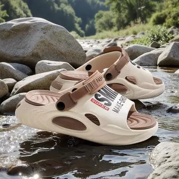 EVA Men Hole Shoes Thick Bottom Height Increase Outdoor Slippers Comfortable Breathable Sports Slippers 40-41 чёрный