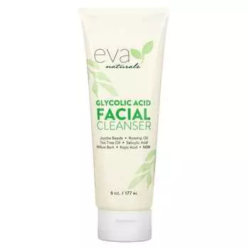 Eva Naturals, Очищающее средство для лица с гликолевой кислотой, против старения, 6 унций