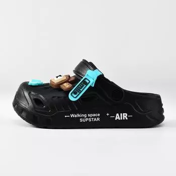 EVA new couple fashion bag head hole shoes men s drag women s drag outside wear non-slip bag head slippers 36-37 чёрный