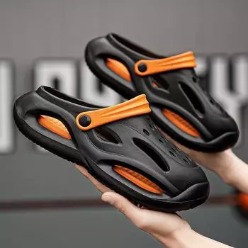 EVA Slippers Flat Sandals Men Shoes Garden Platform Sandals Man Summer Sandals New Male Sneakers Outdoor Flip Flops Home Clogs 38-39 чёрный