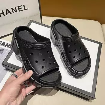 Eva Thick-Soled Hole Shoes Women S Shoes Feel Like Stepping On Shit, Light And Heightening Sandals Casual One-Word Slippers 36/37 розы красного