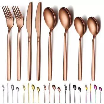 Evanda Dinner Cutlery Rose 4 8 предметов Нержавеющая титановая посуда для посудомоечной машины для 2 человек Набор кухонных принадлежностей, золото, типы, набор, нож, вилка, ложка,