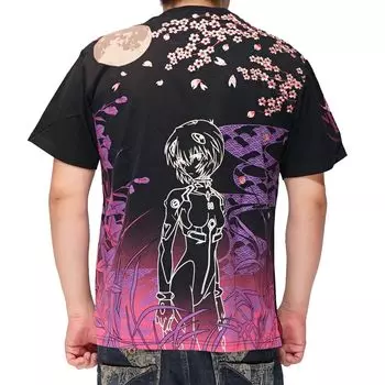 Evangelion Collaboration Rei Ayanami короткий рукав 523218 12 [Nishiki] Футболка мужская черная-M