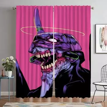 Evangeliones Home Interior Curtains for Camera Halloween Decoration Curtains Child Room Living Room Curtain Tulle for Bedroom W50xH70cmx2pcs-CL