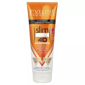Eveline Cosmetics, Slim Extreme 4D, профессиональная интенсивная сыворотка для похудения и ремоделирования, 8,8 жидких унций (250 мл)
