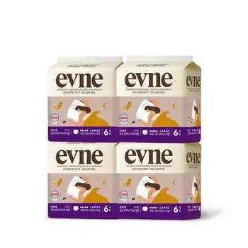 Evene Overnight 6P * 4 упаковки, выберите 1 из 2 видов (средний/большой),Корейские женские товары large planning