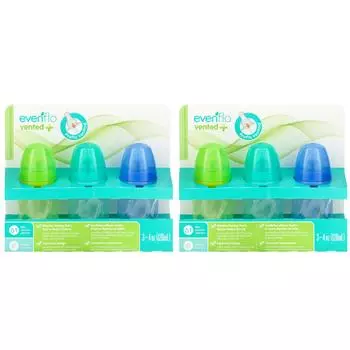 Evenflo Feeding, бутылочки Vent+Twist PP Tint, стандартные, 0+ месяцев, медленное поение, 6 бутылочек, 4 унции (120 мл) Каждый