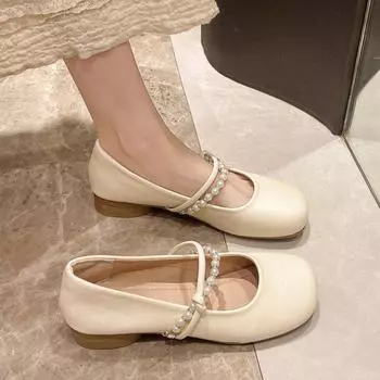 Evening gentle shoes flat-soled single shoes women s spring and autumn new Mary Jane shoes with skirts and soft-soled small leather shoes 35