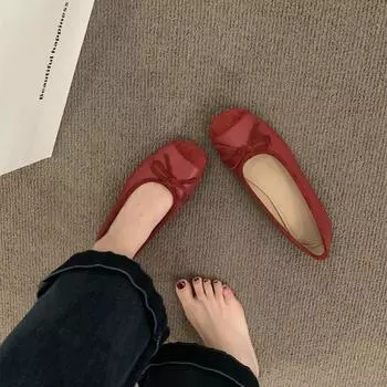 Evening wind bow flat shoes one-pedal single shoes Japanese grandma shoes spring and summer Doudou shoes mother women s shoes ladyshoes 35 хаки