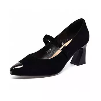 Evening wind single shoes women s new pointed Mary Jane shoes one-word buckle iron bag pointed small fragrant women s high heels 34