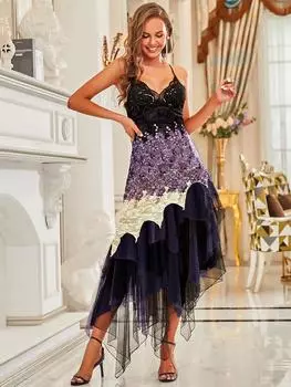 Ever-Pretty женские без рукавов чайной длины трапециевидные платья для выпускного вечера кружевное коктейльное платье 9XL зелёный