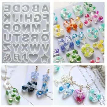 Evergarden доступен в нашем Мини-формате круглые буквы алфавита силиконовая форма с символами сердца и звезды смола УФ смола силиконовая форма арома камень