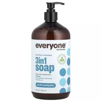 Everyone, Мыло 3 в 1, гель для душа, пена для ванны, шампунь, тихоокеанский эвкалипт, 32 жидких унции (946 мл)