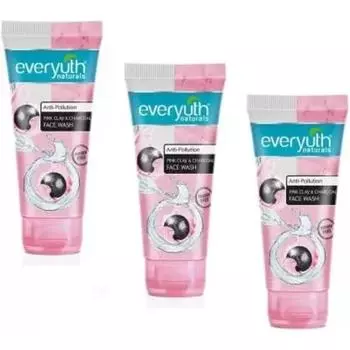 Everyuth Naturals Anti Pollution Средство для умывания лица с розовой глиной и углем 50 г (Пакет из 3)