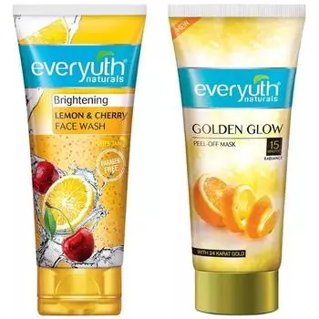 Everyuth Naturals Brightening Lemon & Cherry Face Wash и Everyuth Naturals Advanced Golden Glow Peel-off Mask