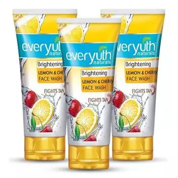 Everyuth Naturals Осветляющее средство для умывания с лимоном и вишней, упаковка из 3 шт. (150 г х 3), туба
