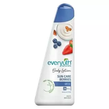 Everyuth Naturals Sun Care Ягодный лосьон для тела (200мл)|С SPF-15|24 часа интенсивного увлажнения с миндальным молоком|Для всех типов кожи