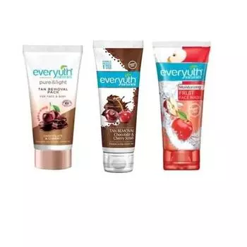 Everyuth Naturals Tan Removal Pack + скраб для удаления загара + увлажняющее фруктовое средство для умывания лица (3X50г) (3 предмета в наборе)
