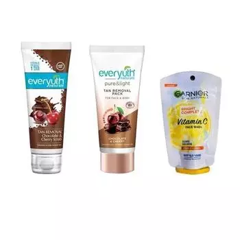 Everyuth Tan Removal Combo Скраб для лица с шоколадом и вишней и маска для удаления загара 50 г - (Предложение: набор с гелем для умывания Bright Complete Face Wash 25 г)