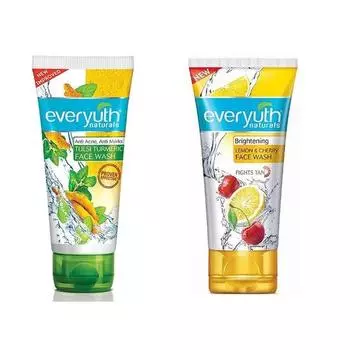 Everyuth Tulsi Turmeric Face Wash 50 г и Lemon & Cherry, Oil Clear Face Wash, 50 г, комбинированная упаковка