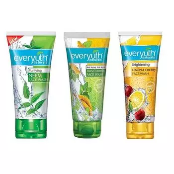 Everyuth Tulsi Turmeric, Purifying Neem, Lemon & Cherry, комбинированный набор для умывания лица, 50 г (3 шт.)
