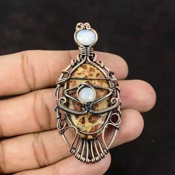 Evil Eye Asteroid Jasper Copper Pendant Copper Wire Wrapped Jewelry Gemstone Evil Eye Jewelry Rainbow Moonstone Antique Jewelry Gift For Her