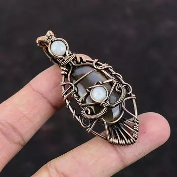 Evil Eye Montana Agate Pendant Copper Wire Wrapped Gemstone Pendant Handmade Pendant Rainbow Moonstone Pendant Gift For Mom Evil Eye Jewelry