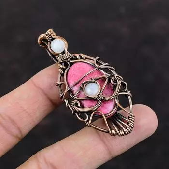 Подвеска «Тулит от сглаза», обернутая медной проволокой, подвеска «Радужная луна», обернутая медной проволокой, подвеска ручной работы из настоящих драгоценных камней