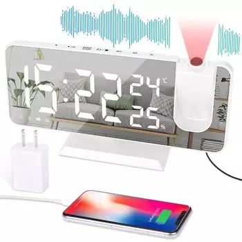 EVILTO Digital Projection Многофункциональный будильник Адаптер переменного тока FM и Snooze Может заряжать мобильный телефон Может использоваться как стол Легко для большой яркости светодиода USB