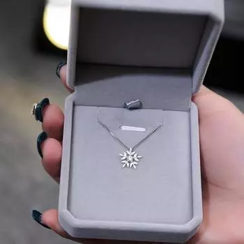 Evimi 925 стерлингового серебра циркония снежинка ожерелье для женщин подарочная цепь чокер ожерелье рождественское ожерелье S -N142 45cm