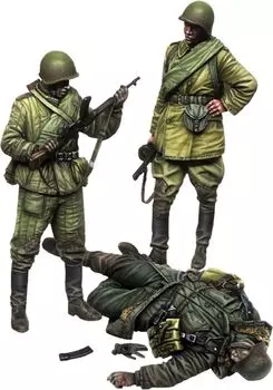Evolution Miniatures Советская Красная Армия пехота осматривает StG44 и павших немецких солдат смоляной набор 1/35 Россия/СССР 3 детали EM-35243