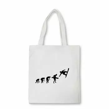 Evolution Snowboard забавная сумка-шоппер с принтом, складная холщовая сумка, сумка для покупок, экосумка большой вместимости, сумки, сумки 24*26cm