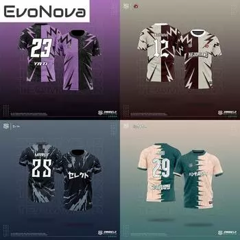EvoNova Джерси Молния Японская коллекция Уличная стильная футболка с коротким рукавом Baju Retro Lelaki Baju Raya Премиальная сублимационная командная одежда XXS