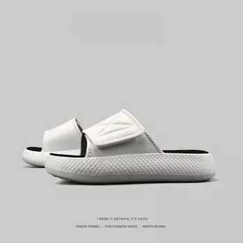 Evshine Summer Men Slippers Soft Sole Breathable Slides Casual House Flip Flops Cozy Breathable Beach Sandals Bathroom Men Shoes 41-42 белый